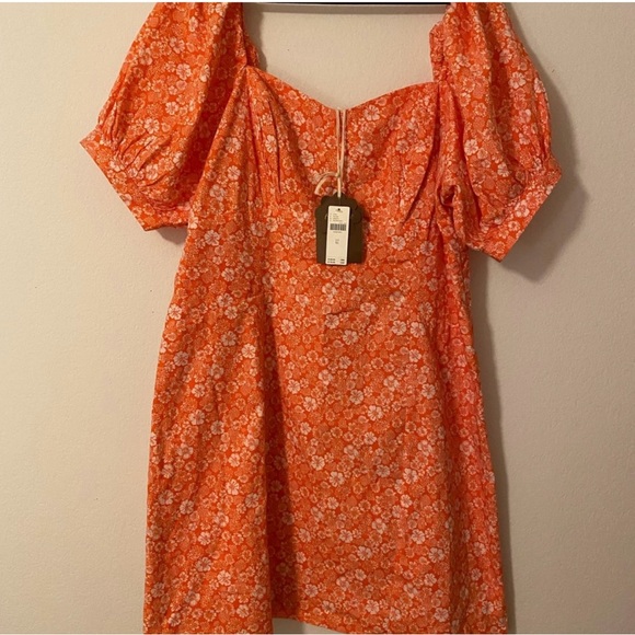 NWT ANTHROPOLOGIE FLORAL PUFF SLEEVE MINI DRESS Size L - Picture 2 of 2